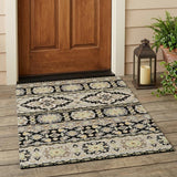 3' X 5' Black And Ivory Tribal Washable Indoor Outdoor Area Rug