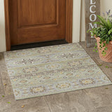 3' X 5' Green And Ivory Tribal Washable Indoor Outdoor Area Rug