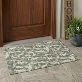 3' X 5' Green And Beige Abstract Washable Indoor Outdoor Area Rug