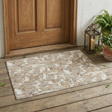 3' X 5' Beige And Gray Abstract Washable Indoor Outdoor Area Rug