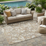 5' X 8' Beige And Gray Abstract Washable Indoor Outdoor Area Rug