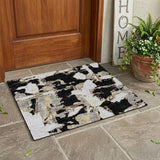 3' X 5' Black And Copper Abstract Washable Indoor Outdoor Area Rug