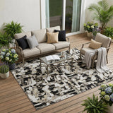 5' X 8' Black And Copper Abstract Washable Indoor Outdoor Area Rug