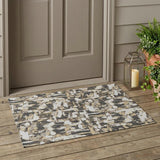 3' X 5' Graphite And Ivory Abstract Washable Indoor Outdoor Area Rug