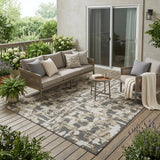 5' X 8' Graphite And Ivory Abstract Washable Indoor Outdoor Area Rug