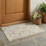 3' X 5' Ivory And Beige Abstract Washable Indoor Outdoor Area Rug