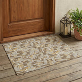 3' X 5' Brown And Ivory Abstract Washable Indoor Outdoor Area Rug