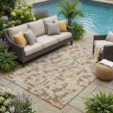 5' X 8' Brown And Ivory Abstract Washable Indoor Outdoor Area Rug