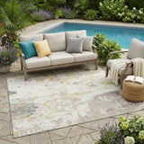 5' X 8' Ivory And Beige Abstract Washable Indoor Outdoor Area Rug