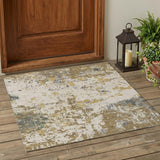 3' X 5' Linen And Ivory Abstract Washable Indoor Outdoor Area Rug