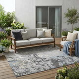 5' X 8' Pewter And Ivory Abstract Washable Indoor Outdoor Area Rug