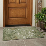 3' X 5' Sage And Beige Abstract Washable Indoor Outdoor Area Rug