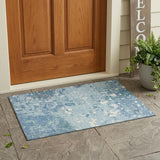 3' X 5' Sky Blue And Beige Abstract Washable Indoor Outdoor Area Rug