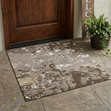 3' X 5' Taupe And Ivory Abstract Washable Indoor Outdoor Area Rug