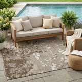 5' X 8' Taupe And Ivory Abstract Washable Indoor Outdoor Area Rug