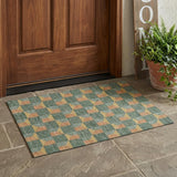 3' X 5' Green And Gray Geometric Washable Indoor Outdoor Area Rug