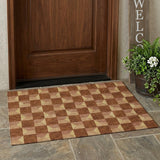 3' X 5' Orange And Brown Geometric Washable Indoor Outdoor Area Rug