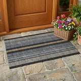 3' X 5' Black And Copper Striped Washable Indoor Outdoor Area Rug