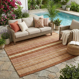 5' X 8' Orange And Gray Striped Washable Indoor Outdoor Area Rug