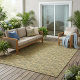 5' X 8' Gold And Silver Floral Washable Indoor Outdoor Area Rug