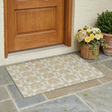 3' X 5' Ivory And Wheat Floral Washable Indoor Outdoor Area Rug