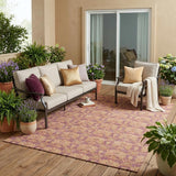 5' X 8' Mauve And Taupe Floral Washable Indoor Outdoor Area Rug
