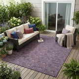5' X 8' Plum And Gray Floral Washable Indoor Outdoor Area Rug
