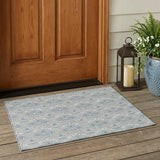 3' X 5' Silver And Gray Floral Washable Indoor Outdoor Area Rug