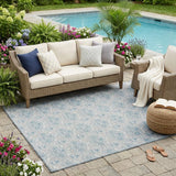 5' X 8' Silver And Gray Floral Washable Indoor Outdoor Area Rug