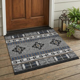 3' X 5' Black And Copper Tribal Washable Indoor Outdoor Area Rug