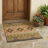 3' X 5' Chocolate And Olive Green Tribal Washable Indoor Outdoor Area Rug