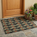 3' X 5' Black And Green Floral Washable Indoor Outdoor Area Rug