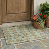 3' X 5' Green And Lavender Floral Washable Indoor Outdoor Area Rug
