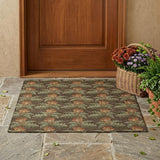 3' X 5' Chocolate And Graphite Floral Washable Indoor Outdoor Area Rug