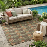 5' X 8' Chocolate And Graphite Floral Washable Indoor Outdoor Area Rug