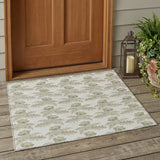 3' X 5' Ivory And Brown Floral Washable Indoor Outdoor Area Rug
