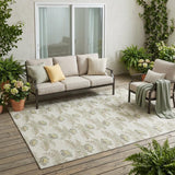 5' X 8' Ivory And Brown Floral Washable Indoor Outdoor Area Rug