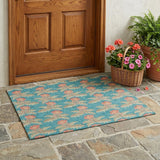3' X 5' Turquoise And Brown Floral Washable Indoor Outdoor Area Rug