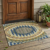 3' X 5' Olive Green And Rust Geometric Washable Indoor Outdoor Area Rug