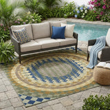 5' X 8' Olive Green And Rust Geometric Washable Indoor Outdoor Area Rug