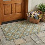 3' X 5' Green And Red Geometric Washable Indoor Outdoor Area Rug