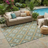 5' X 8' Green And Red Geometric Washable Indoor Outdoor Area Rug