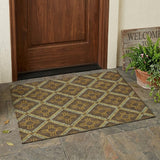 3' X 5' Chocolate And Taupe Geometric Washable Indoor Outdoor Area Rug
