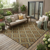 5' X 8' Chocolate And Taupe Geometric Washable Indoor Outdoor Area Rug