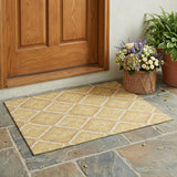 3' X 5' Gold And Brown Geometric Washable Indoor Outdoor Area Rug