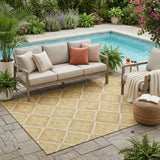 5' X 8' Gold And Brown Geometric Washable Indoor Outdoor Area Rug