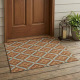 3' X 5' Orange And Blue Geometric Washable Indoor Outdoor Area Rug