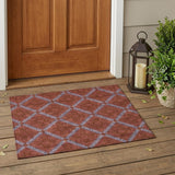 3' X 5' Red And Green Geometric Washable Indoor Outdoor Area Rug