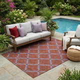 5' X 8' Red And Green Geometric Washable Indoor Outdoor Area Rug
