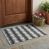 3' X 5' Black And Brown Geometric Washable Indoor Outdoor Area Rug